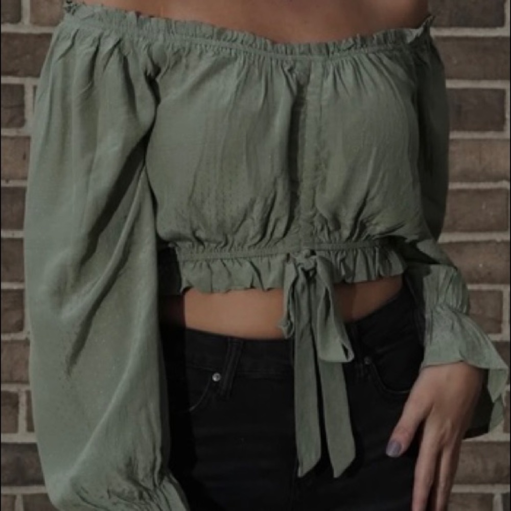 Ruffle off the shoulder crop top